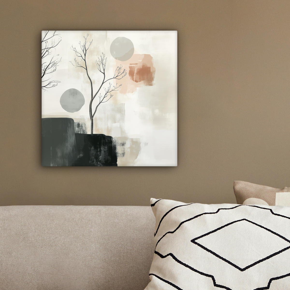 LEINWANDBILD Wabi sabi - Beige - Pflanze 20x20 cm - Sandfarben, Textil (20/20cm) - MuchoWow