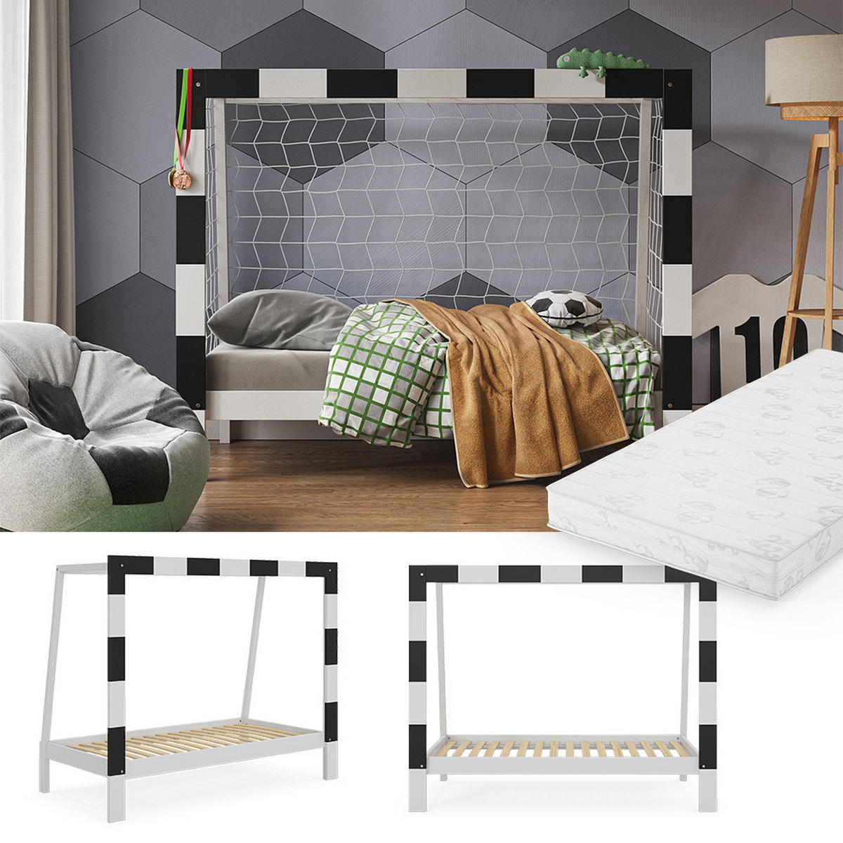 DĚTSKÁ POSTEL Fußballtor Bílá - bílá, dřevo - VitaliSpa