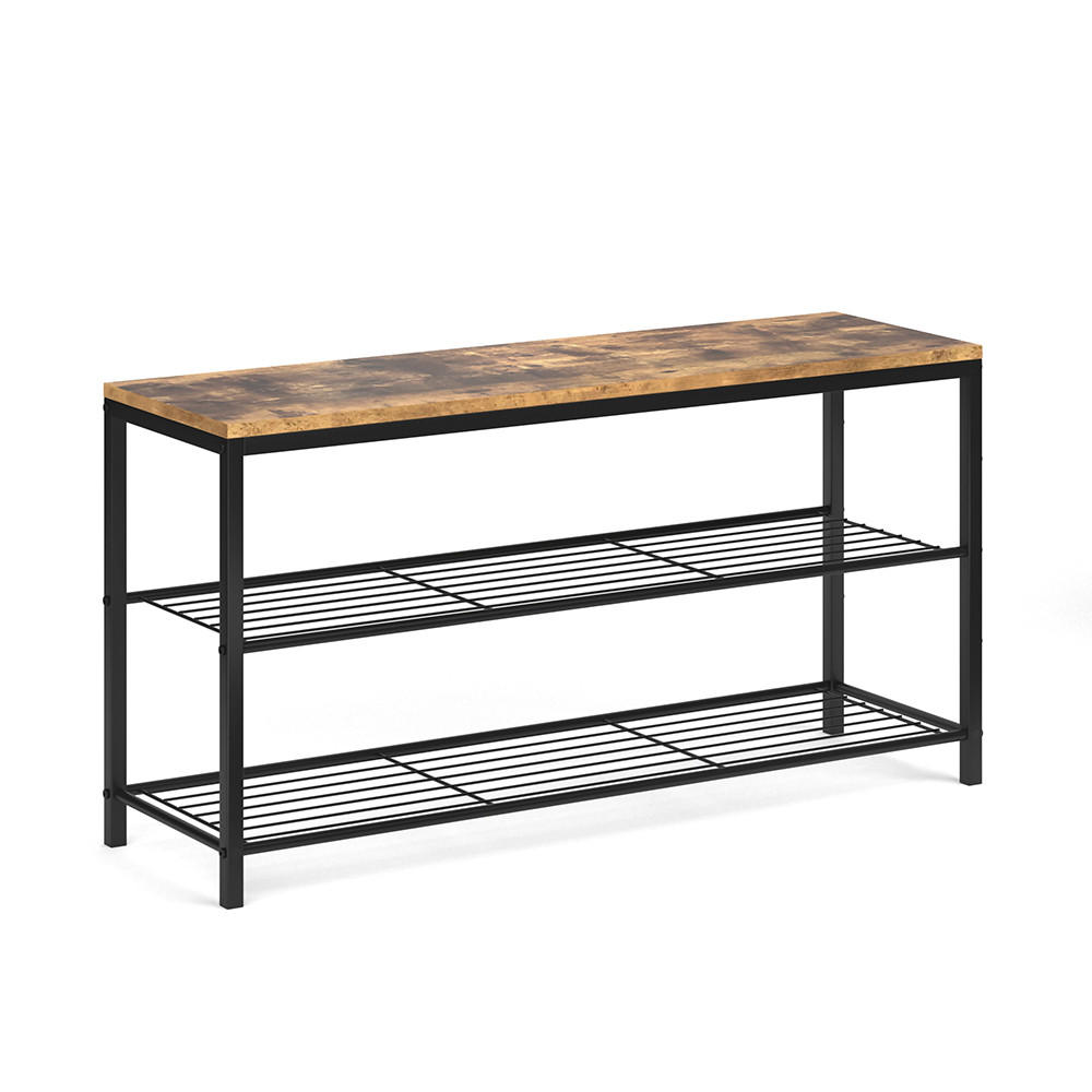 SCHUHBANK Fyrk Antikholz 100 x 51.5 cm - Eichefarben/Schwarz, Holzwerkstoff (100/51.5/30cm) - Vicco
