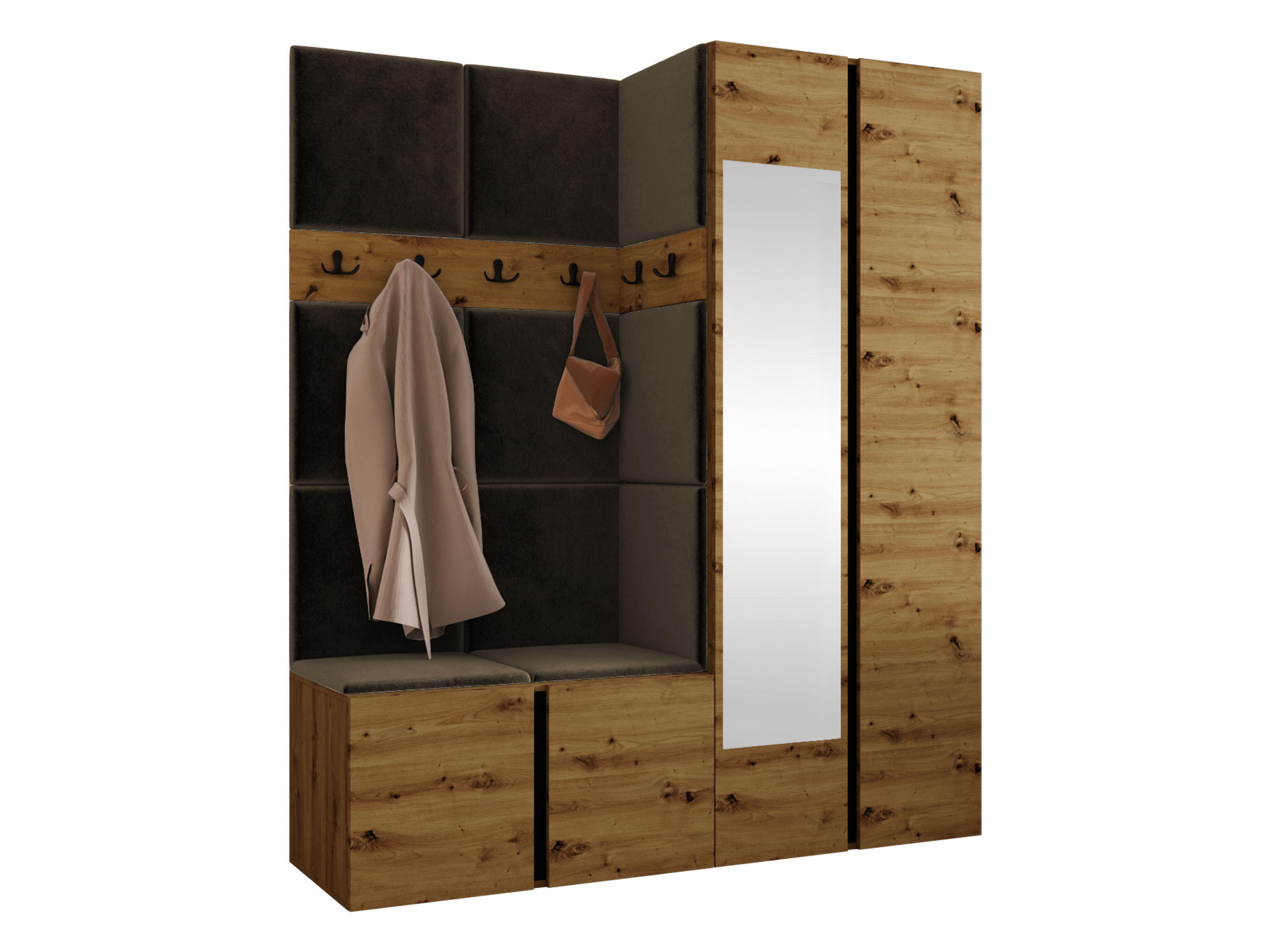 Mirjan24 Garderoben-Set Eiche Artisan, Braun 158x186x46 cm