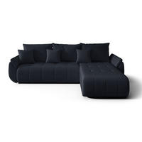 ECKSOFA Romuldi mit Schlaffunktion, Anthrazit Samt, rechtsseitig - Anthrazit/Schwarz, Kunststoff/Textil (185/280cm) - Selsey