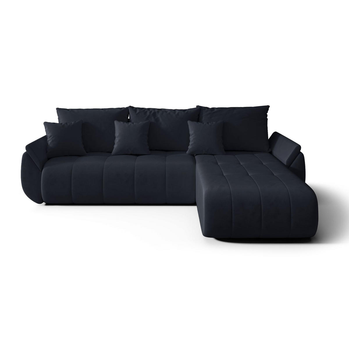 ECKSOFA Romuldi mit Schlaffunktion, Anthrazit Samt, rechtsseitig - Anthrazit/Schwarz, Kunststoff/Textil (185/280cm) - Selsey