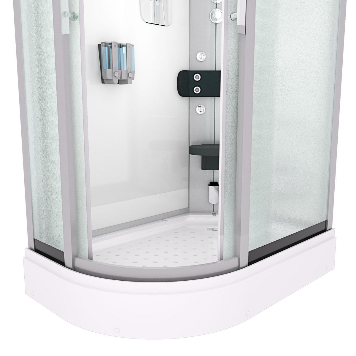 DUSCHE Duschkabine D60-70M1L-EC Weiß 120x80 - Weiß, Glas/Kunststoff (120/80/215cm) - AcquaVapore by Sandra Jentho