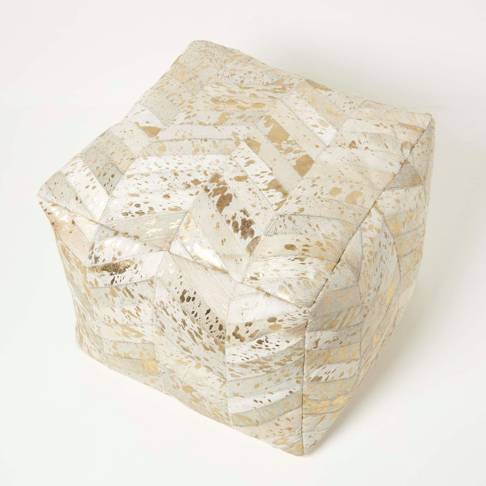 Homescapes Patchwork-Sitzpouf Grau 50x40x50 cm