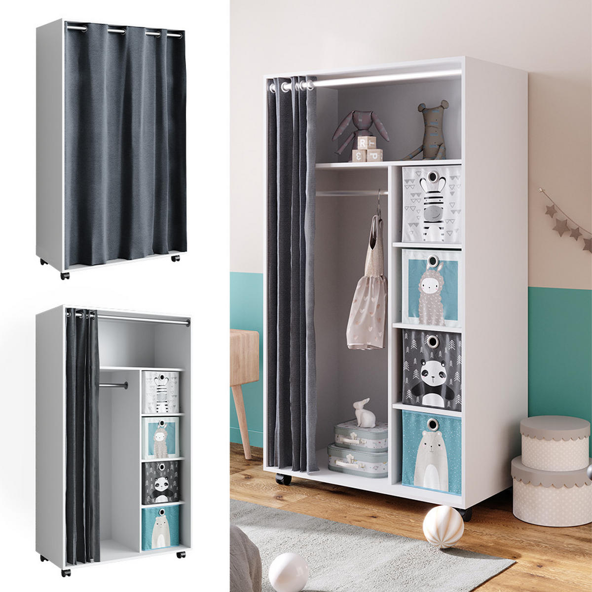 KLEIDERSCHRANK Doros Weiß 100 x 168 cm - Weiß, Holzwerkstoff (100/168/50cm) - Vicco