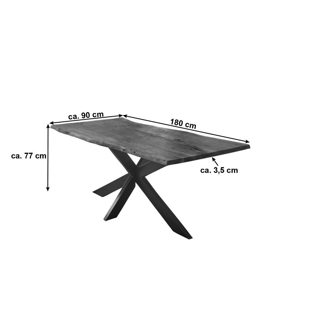 Thumbnail - SAM Esstisch, Braun, Holz, Echtholz,Akazie, Rechteckig,Quadratisch, Sternfuß, 180x77x90 cm, Esszimmer, Tische, Esstische