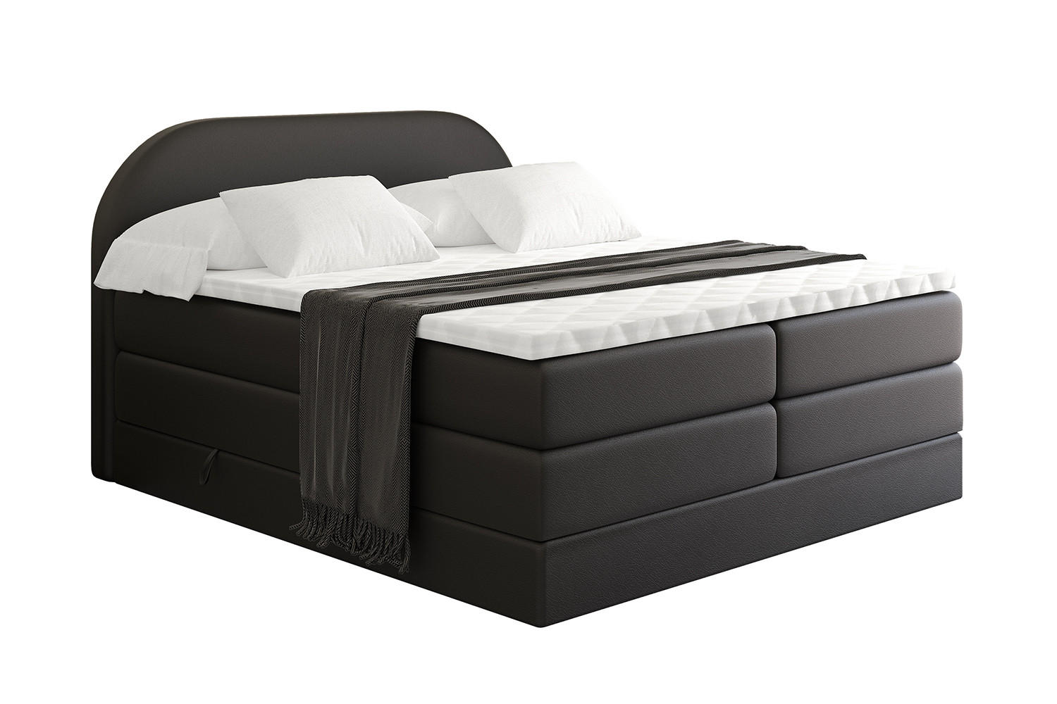 BOXSPRINGBETT mit Matratze und Lattenrost - NOX KING-120x200 - Schwarz - Schwarz, Holzwerkstoff (120/200cm) - ALTDECOR