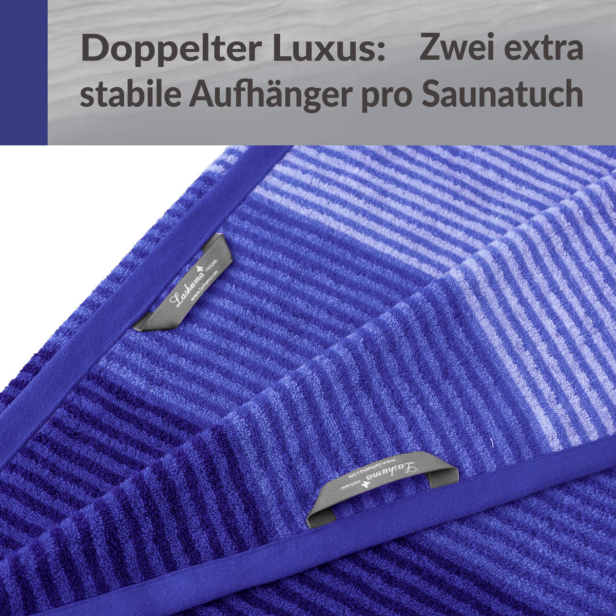 SAUNAHANDTUCH Helsinki Hellblau – Blau 85x200 cm - Blau/Hellblau, Naturmaterialien (85/200cm) - Lashuma