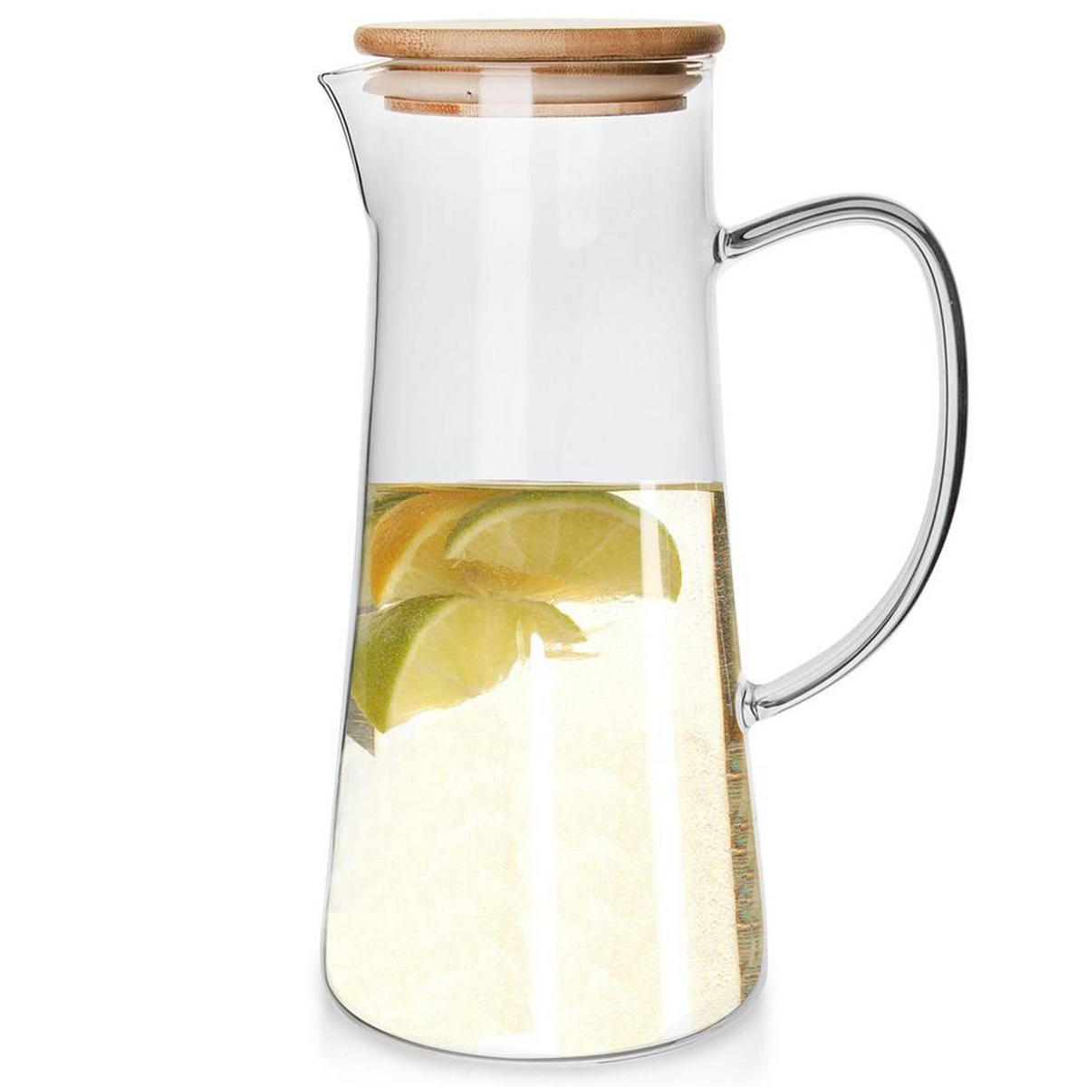 GLASKRUG mit Bambusdeckel 1,35 l - Transparent, Glas (1.35L) - Orion 