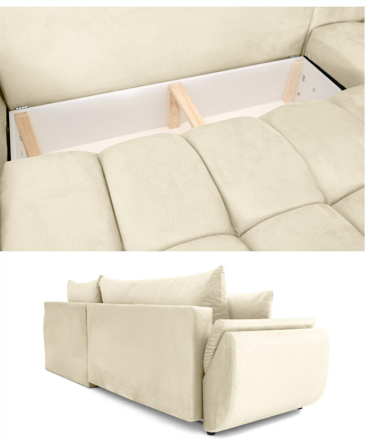 ECKSOFA Collin Mit Schlaffunktion - Beige, Holzwerkstoff/Textil (185/280cm) - Fun Möbel
