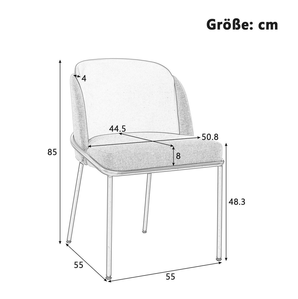 ESSZIMMERSTUHL 2er-Set mit verstellbaren Füßen Beige/Khaki - Beige, Metall (55/85/55cm) - Meubliv