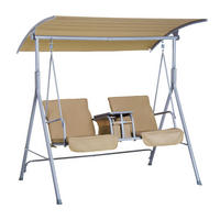 HOLLYWOODSCHAUKEL, 2-Sitzer mit Sonnendach, Beige, 175 x 112 x 165 cm - Beige, Metall (112/165/175cm) - Outsunny