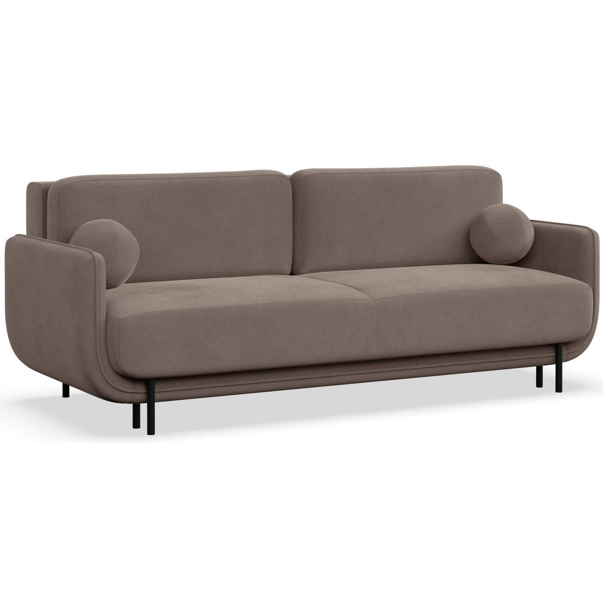 SCHLAFSOFA Ovals Hellbraun - Hellbraun/Schwarz, Textil/Metall (236/95/96cm) - Selsey