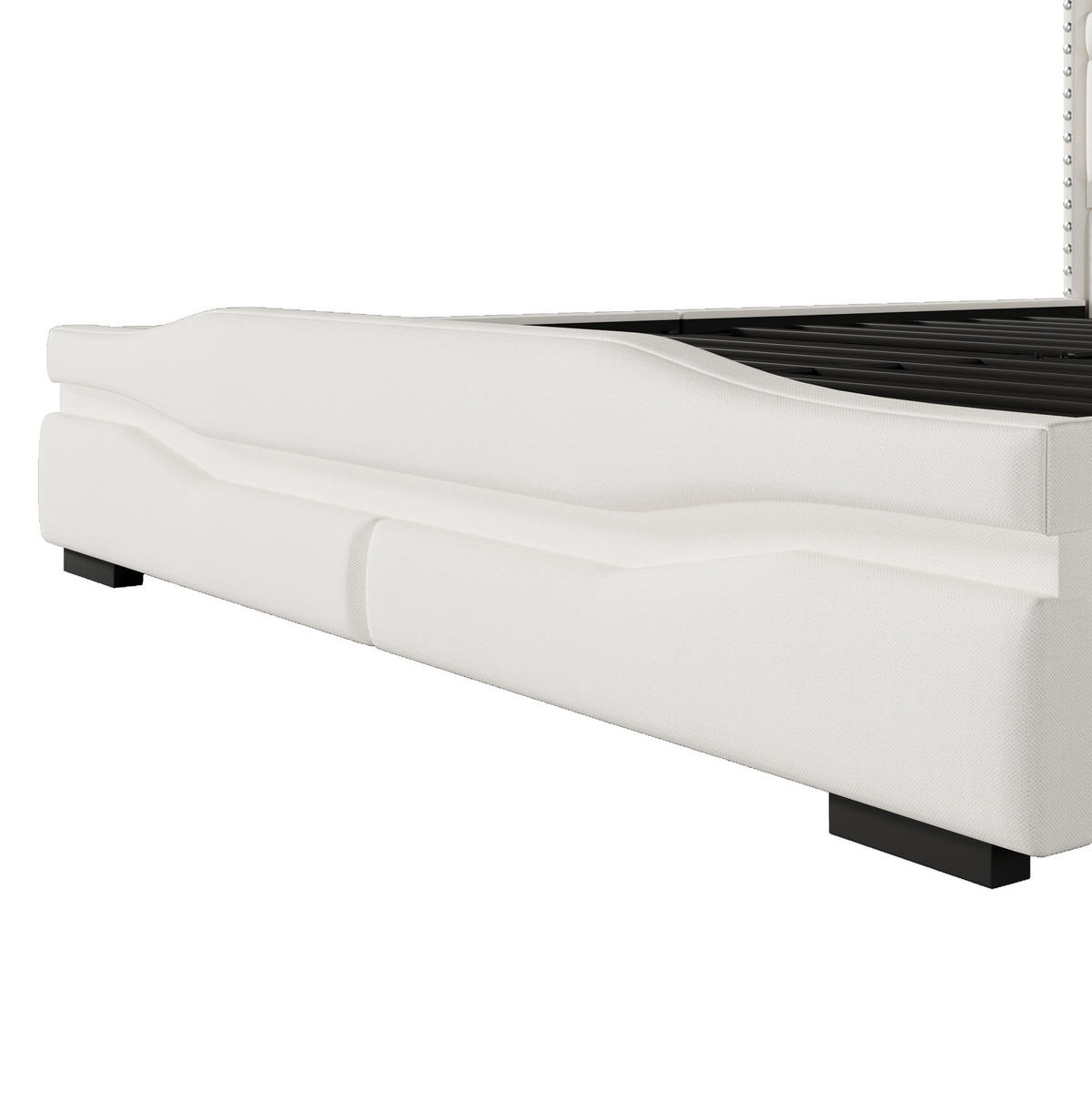 POLSTERBETT aus Leinen 160x200 cm in Beige mit LED-Beleuchtung & USB-C - Beige, Textil (160/200cm) - Modfu