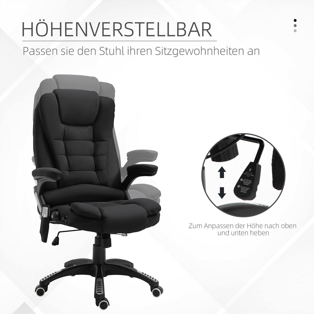 BÜROSTUHL Massage Schwarz - Schwarz, Textil (68/120/72cm) - Jamb