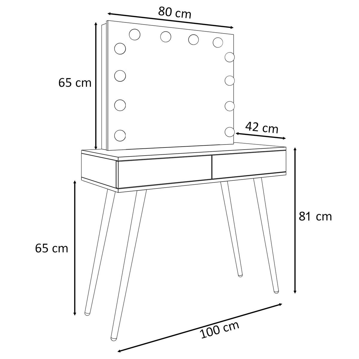 SCHMINKTISCH SIENNA LOFT ELITE mit Spiegel - Weiß Hochglanz/Schwarz, Holzwerkstoff (100/81/42cm)