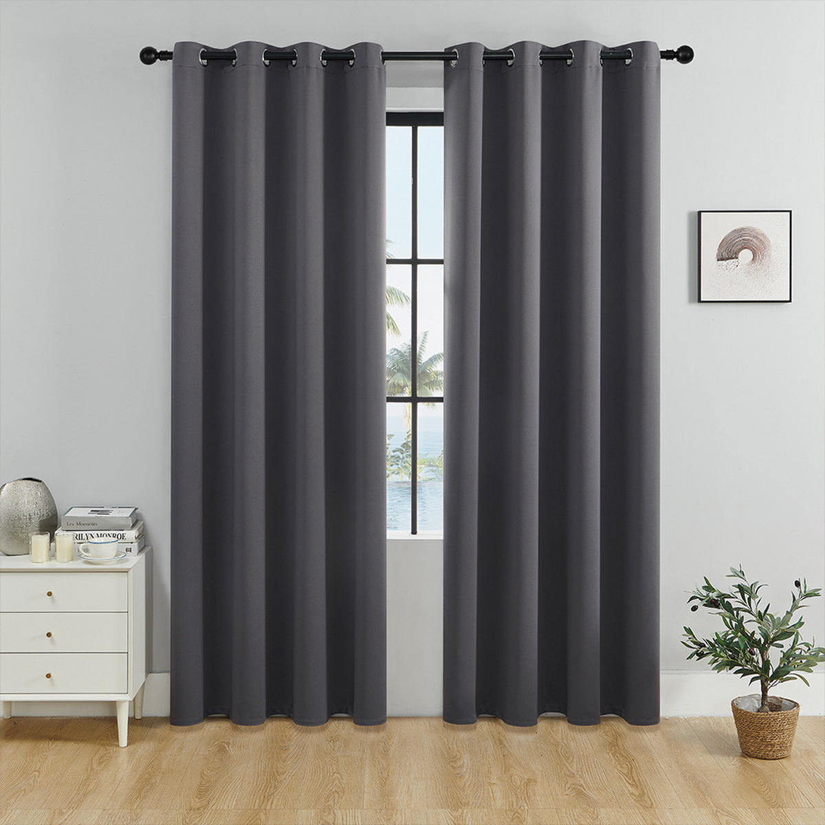VERDUNKELUNGSVORHANG – Grau – 140 cm x 220 cm – 2 Schal - Grau, Textil (140/220cm)
