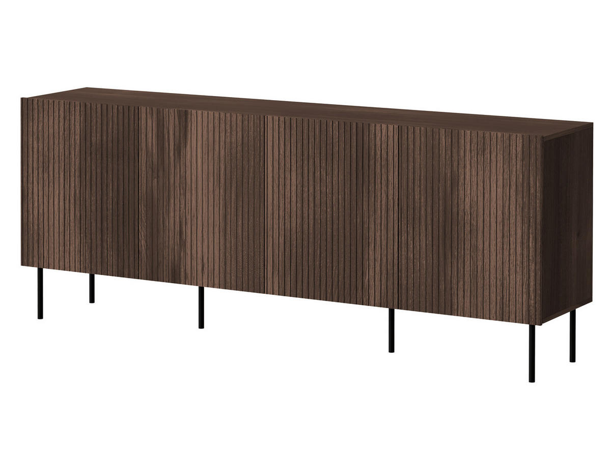 SIDEBOARD Tacos 200 4D - Schwarz/Braun, Holzwerkstoff/Metall (201/81/42cm) - MIRJAN24