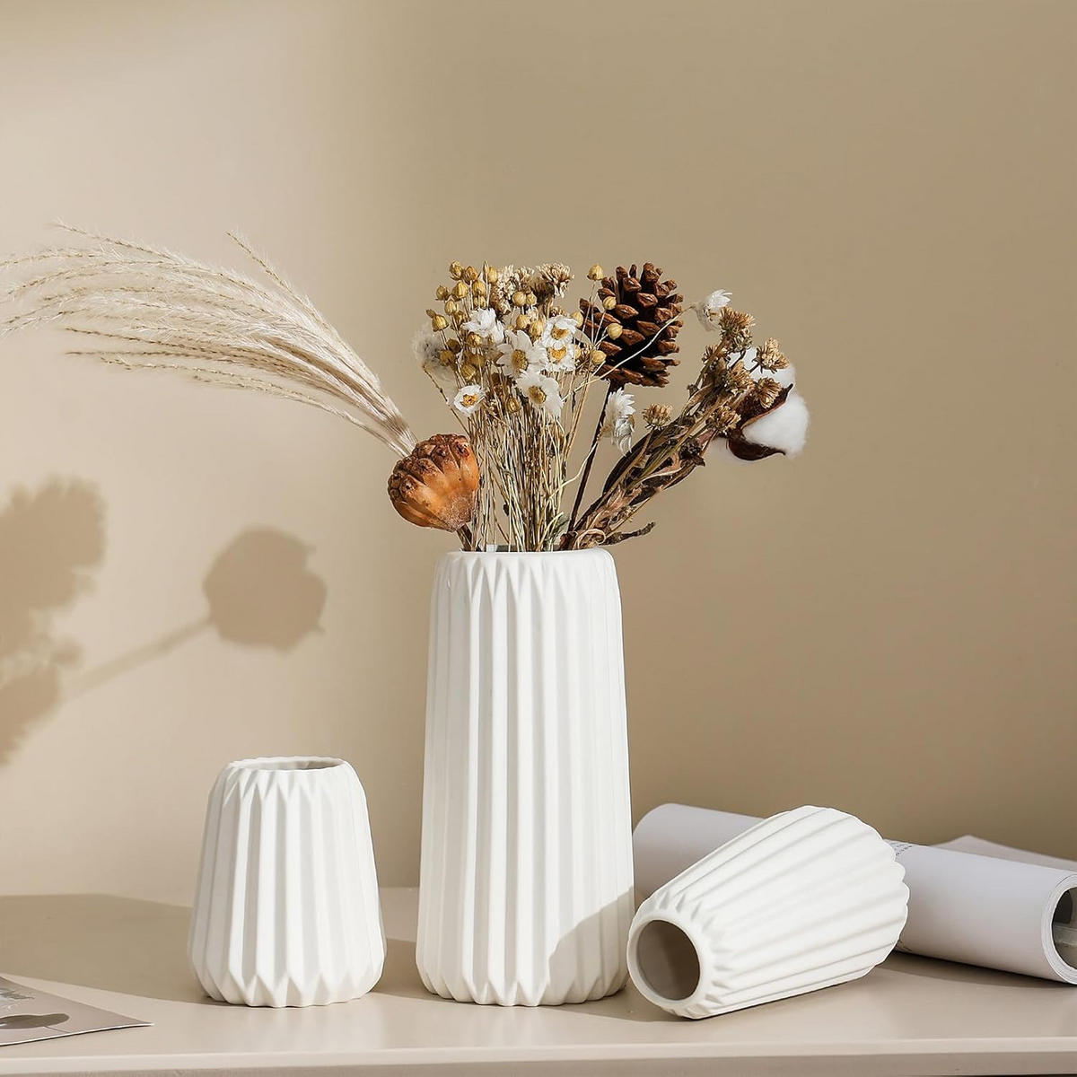 VASE 20 cm Keramik - Weiß, Keramik (20cm) - LIBRATON