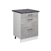 KÜCHENUNTERSCHRANK R-Line Beton 60 cm mit Schubladen, AP Anthrazit - Schieferfarben/Weiß, Holzwerkstoff (60/81.6/60cm) - Vicco