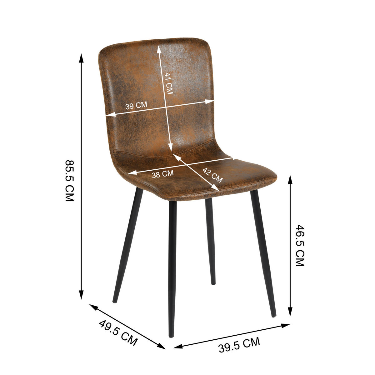 ESSTISCH SET dunkles Holz und Braun - Braun, Holzwerkstoff/Metall (120/75/80cm) - Urban Meuble