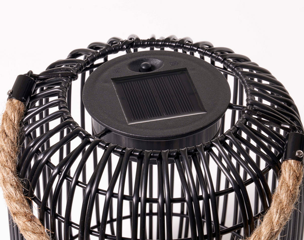 LED-SOLAR-GEFLECHT-LATERNE - für stimmungsvolle Beleuchtung im Innen- und Außenbereich - Schwarz, Kunststoff (18/18/34.5cm) - Northpoint