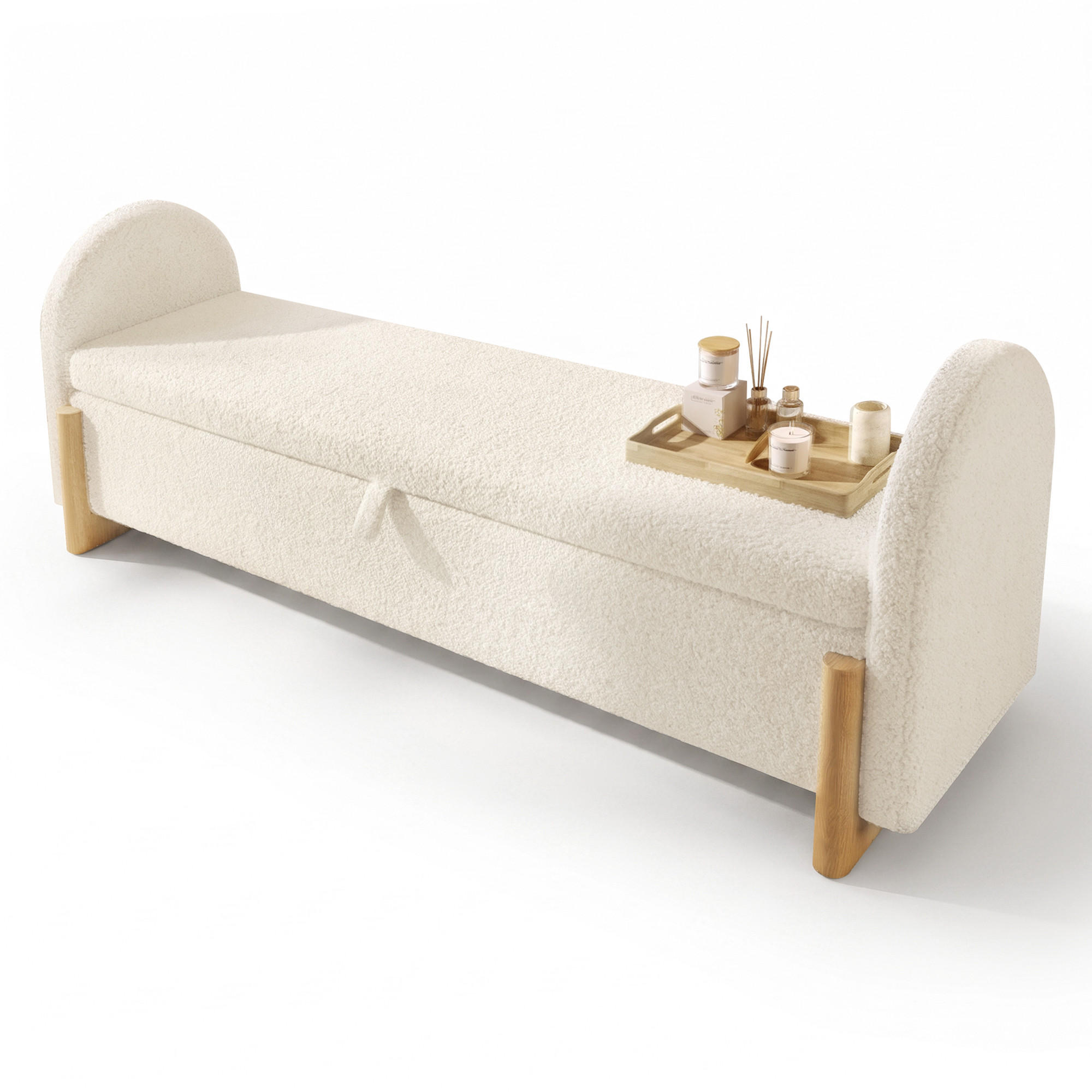 BETTBANK 146x47x61 cm Weiß mit Stauraum - Weiß, Holz (146/61/47cm) - FLIEKS