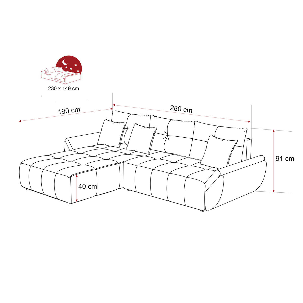 ECKSOFA ZAVO Feiner Mischstoff in Rosa - Rosa, Holzwerkstoff/Kunststoff (310/218cm) - Idohome