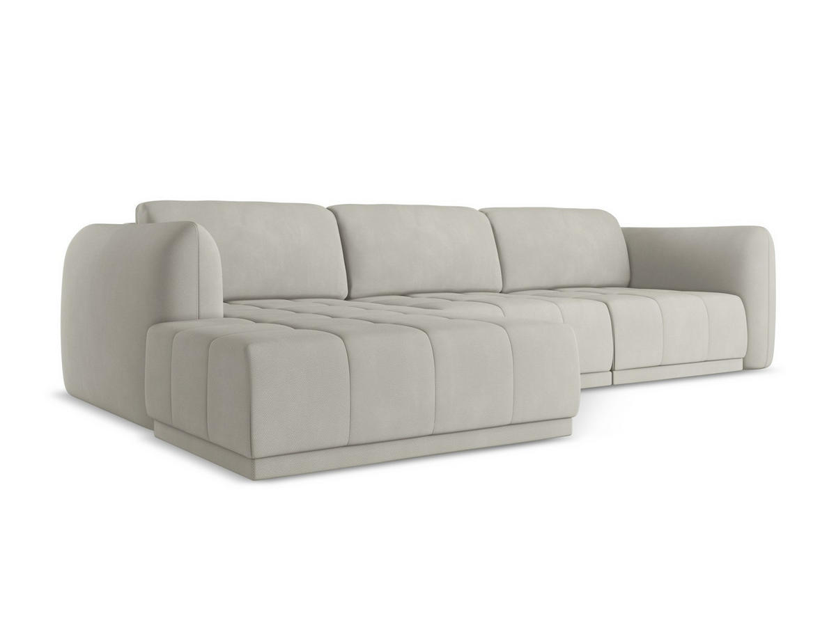 ECKSOFA Links Chenille Stoff Beige - Beige/Schwarz, Kunststoff/Textil (170/290cm) - Makamii