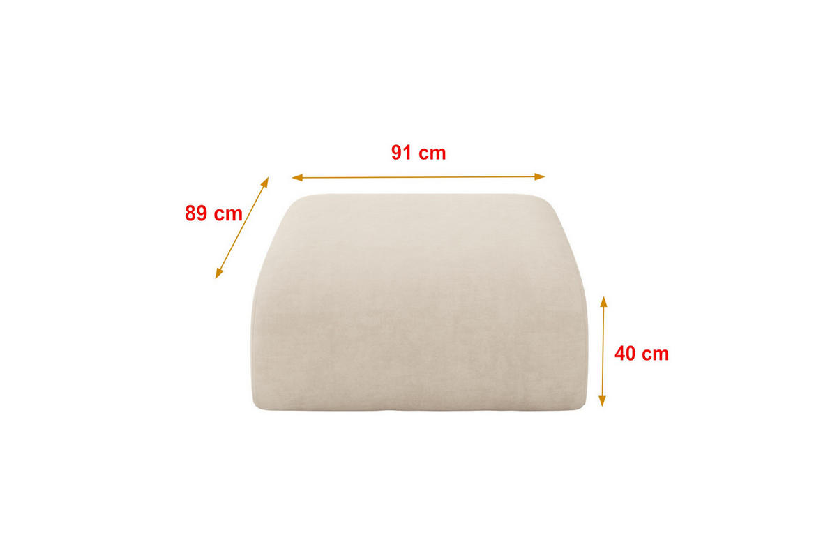 POUF MIRA-PUF 91x89x40 Beige cm Velours Modular Sitzhocker - Greige/Beige, Holzwerkstoff/Kunststoff (91/40/89cm) - ALTDECOR
