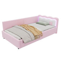 POLSTERBETT aus Samtimitat und MDF 90x200 cm in Rosa mit LED-Beleuchtung - Rosa, Textil (90/200cm) - Modfu