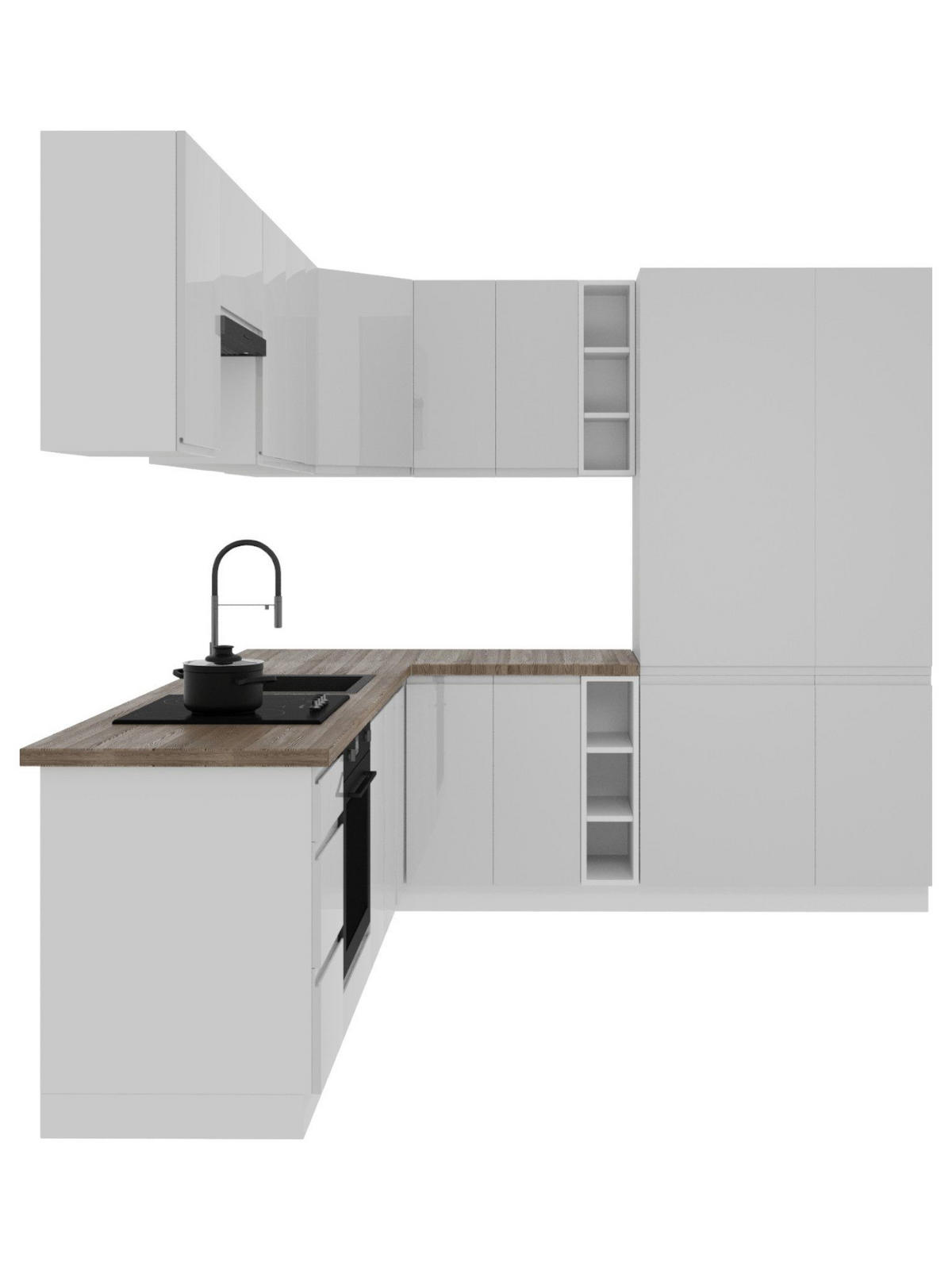 ECKKÜCHE – 270 cm – K94-G270 – Velmora – Weiß – ohne E-Geräte - Weiß, Holz (270/212/240cm) - ROYAL24_MARKT