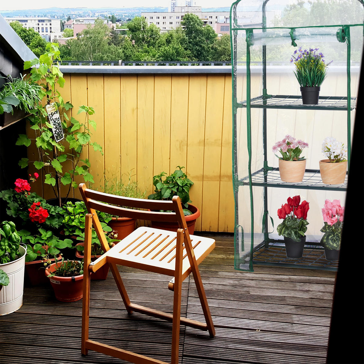 GEWÄCHSHAUS Balkon - Multicolor, Kunststoff/Metall (60/128/40cm) - Relaxdays