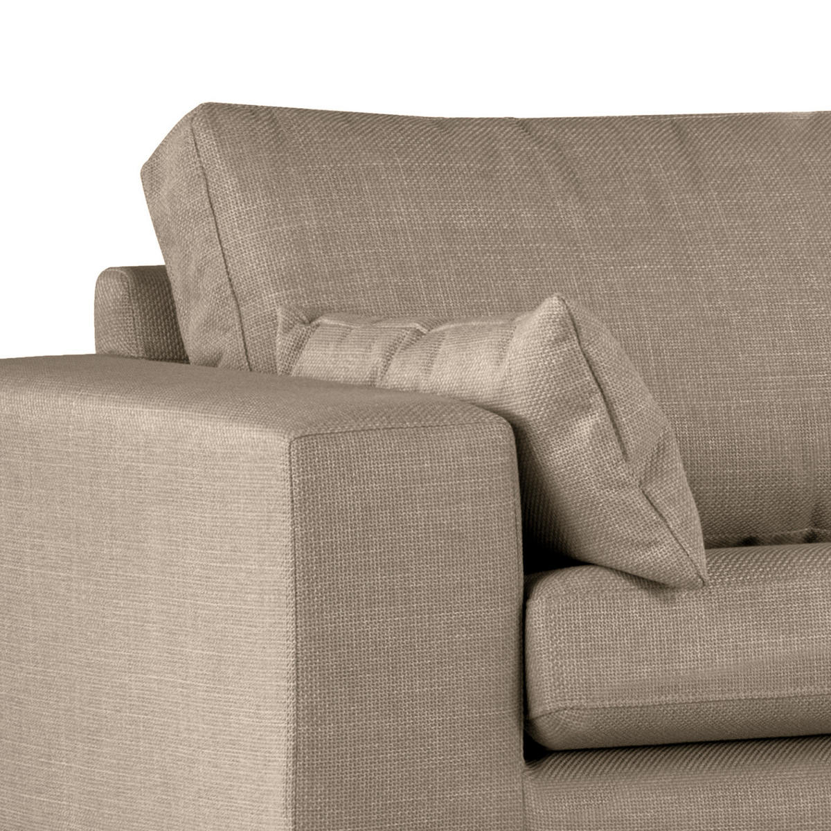 ECKSOFA mit Ottomane - Taupe/Eichefarben, Eichenholz/Textil (287/219cm) - home24