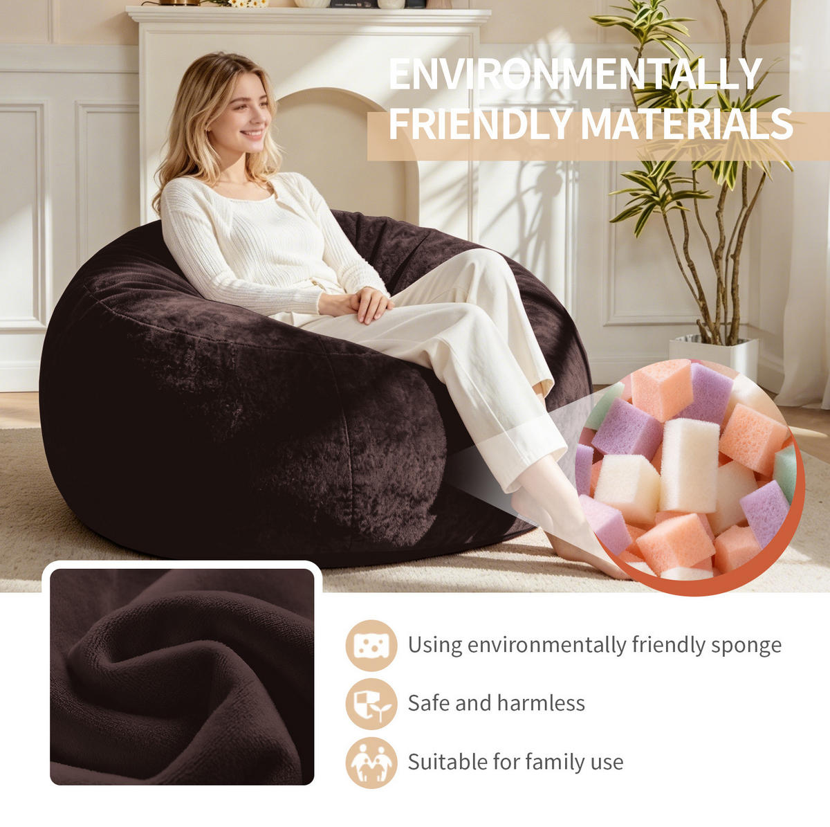 SITZSACKSOFA flexibel 122 cm Braun - Braun, Kunststoff (100/50/100cm) - Beauniv