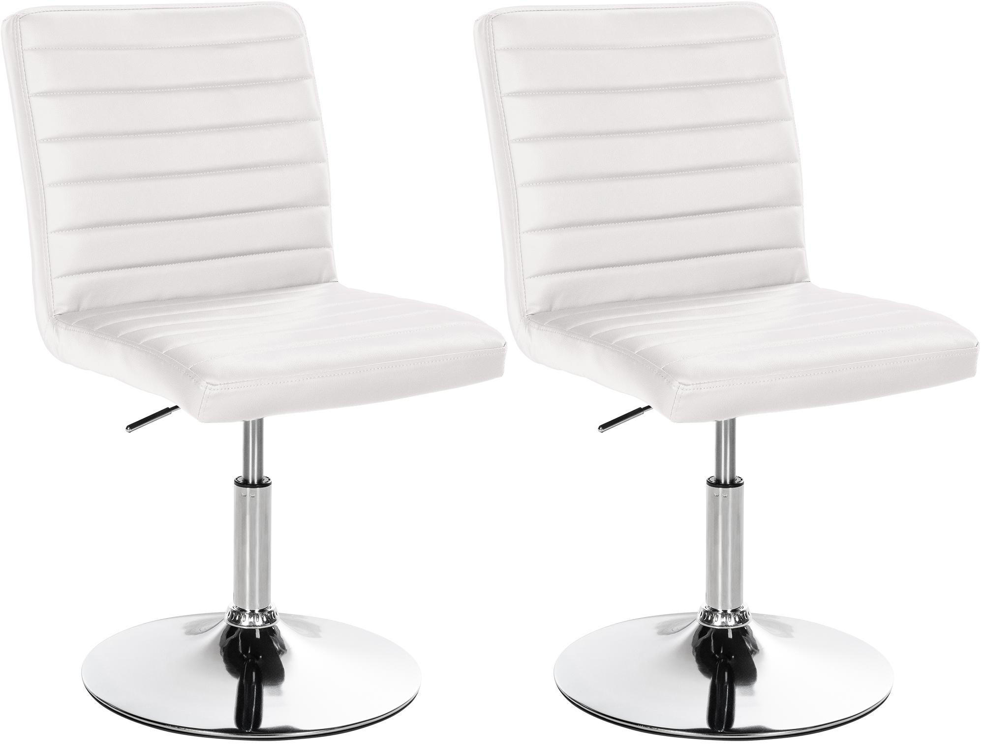 DREHSTUHL 2er Set Lederlook weiß - Chromfarben/Weiß, Textil/Metall (44/81/60cm) - CLP