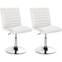 DREHSTUHL 2er Set Lederlook weiß - Chromfarben/Weiß, Textil/Metall (44/81/60cm) - CLP