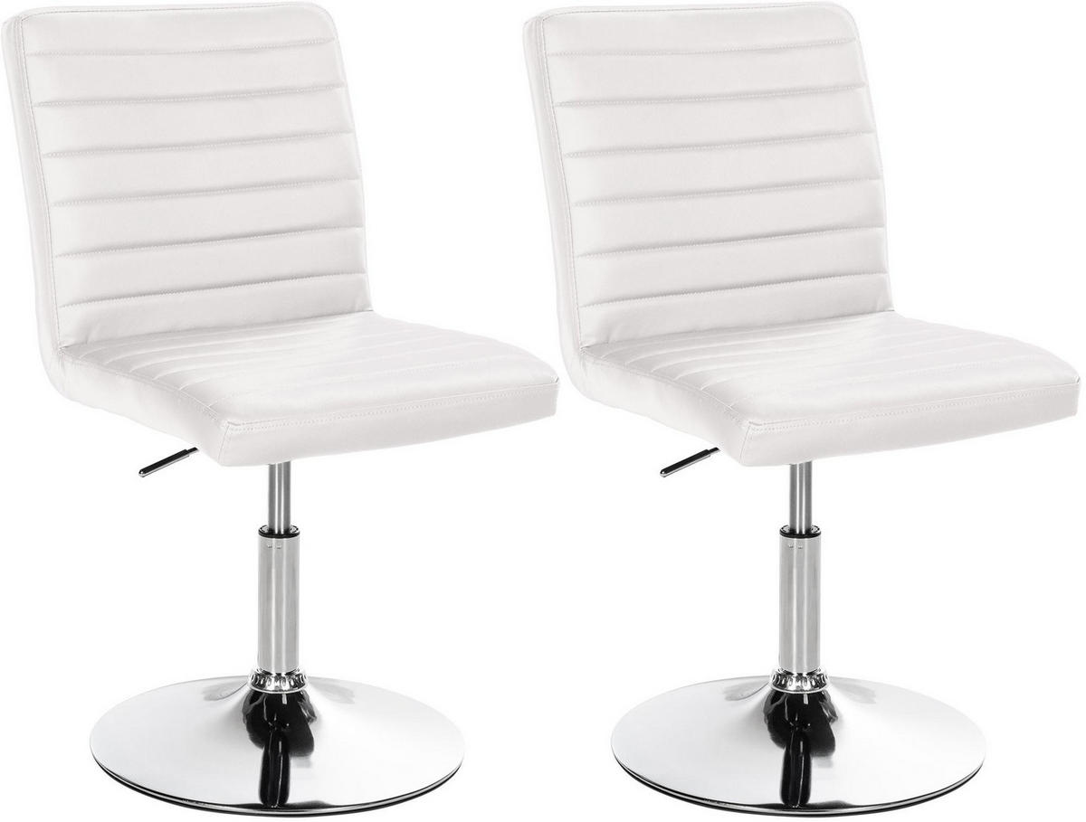 DREHSTUHL 2er Set Lederlook weiß - Chromfarben/Weiß, Textil/Metall (44/81/60cm) - CLP