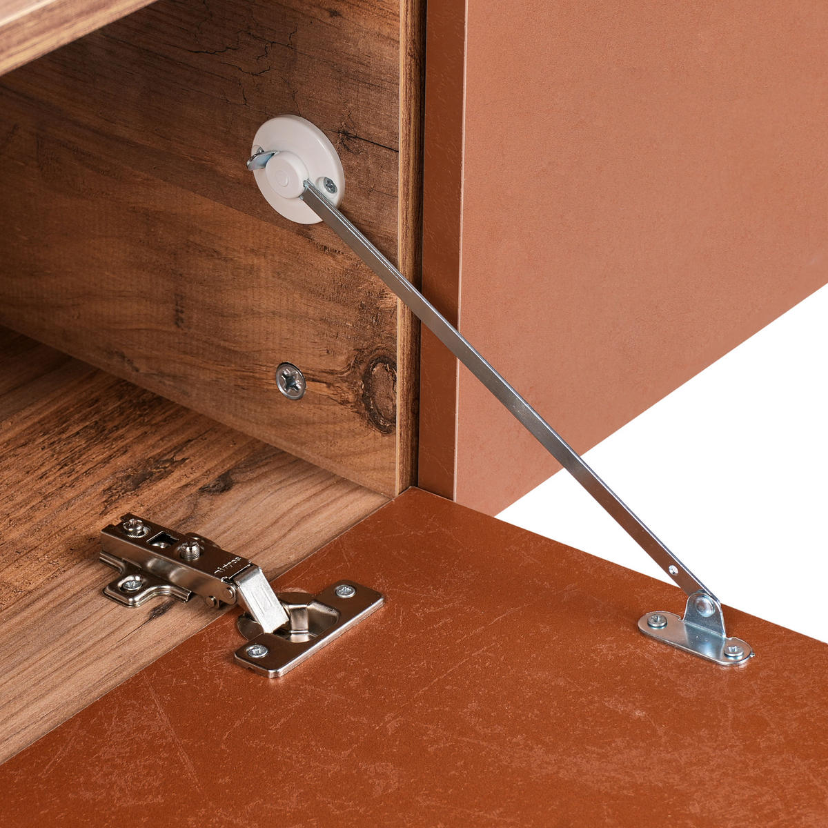 WANDMONTIERTER-TV-SCHRANK Rot/Braun Gladstone - Rot/Braun, Holzwerkstoff (140/30/32cm) - Beliani