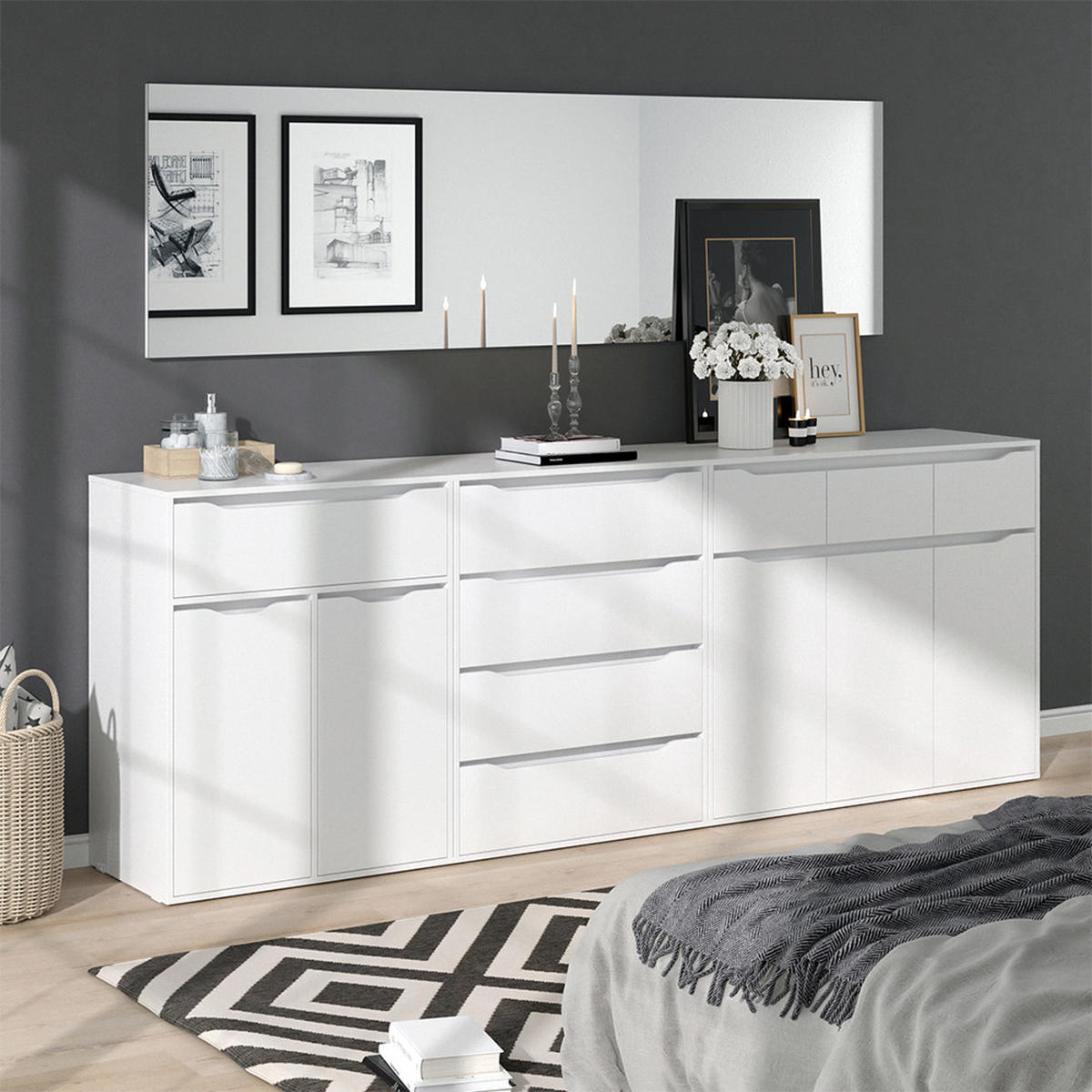 KOMMODE Ruben Weiß 48 x 101.6 cm mit Schubladen - Weiß, Holzwerkstoff (120/101.6/48cm) - Vicco