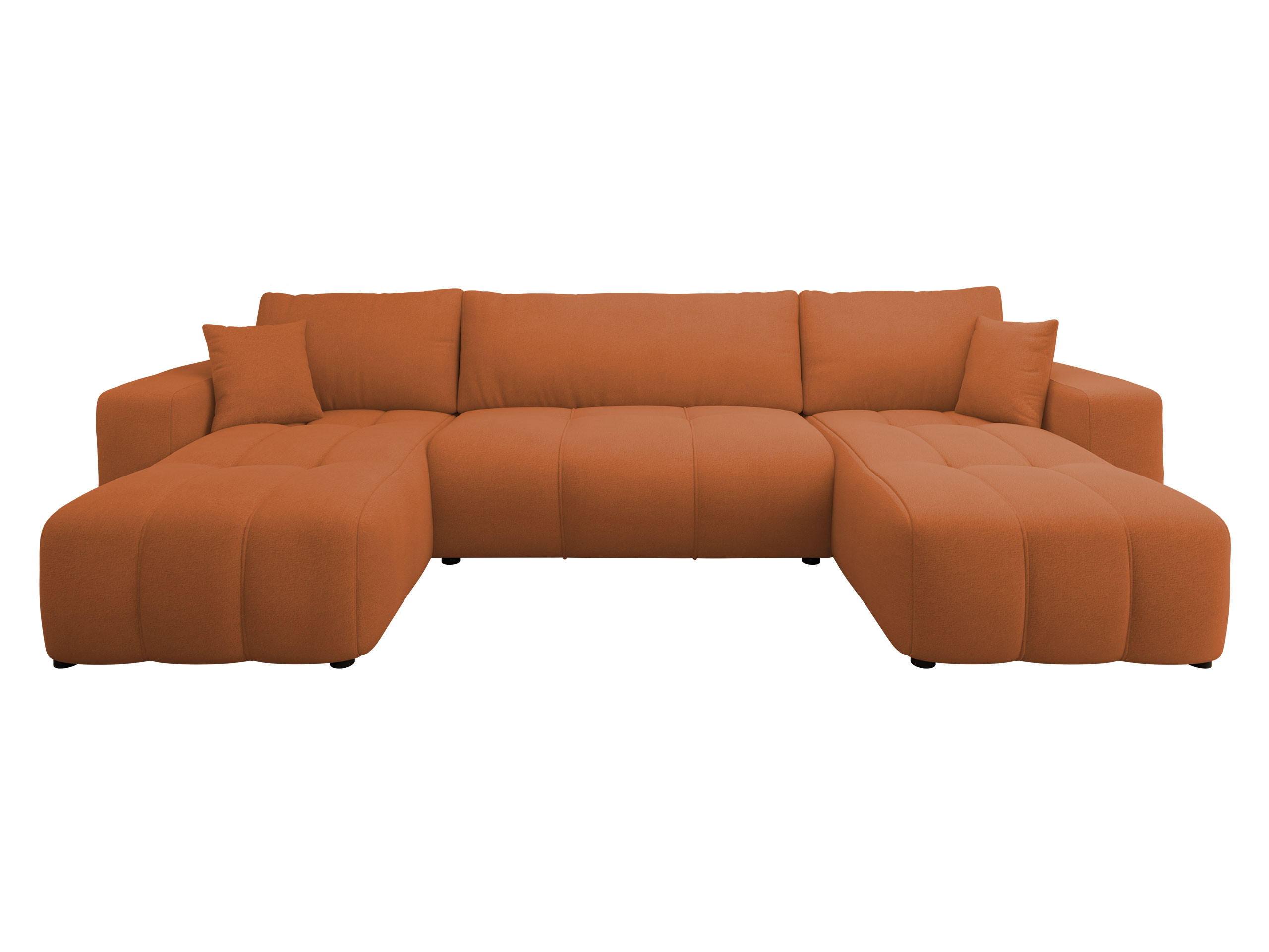 WOHNLANDSCHAFT Furyn U - Schwarz/Orange, Holz/Kunststoff (312/82/145cm) - MIRJAN24