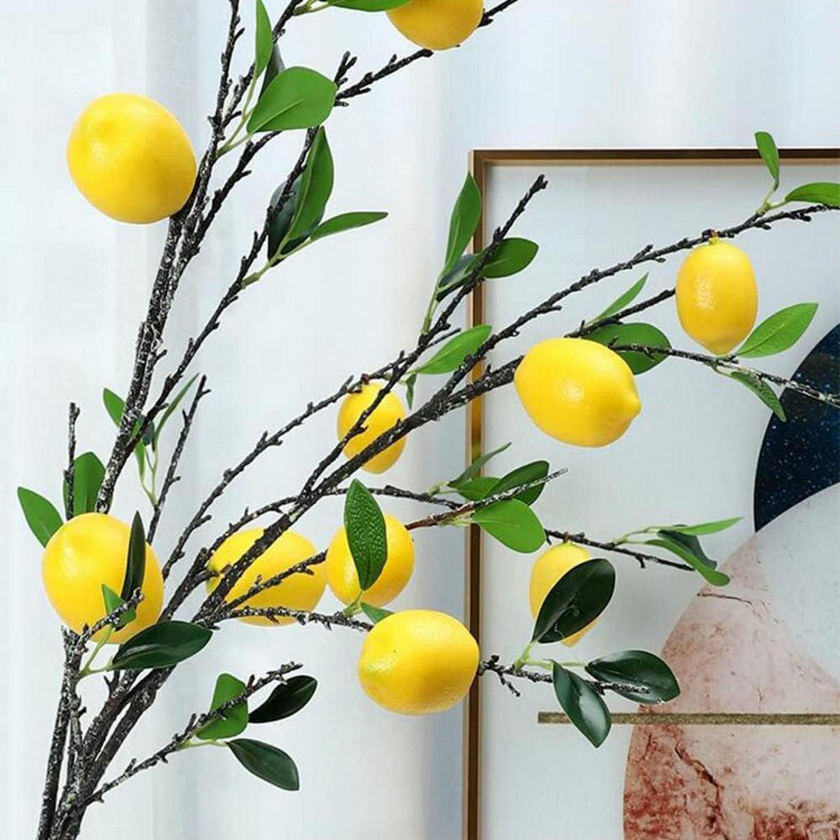 KÜNSTLICHE Zitrone 2-teiliges Set 80 cm - Gelb, Kunststoff (80cm)