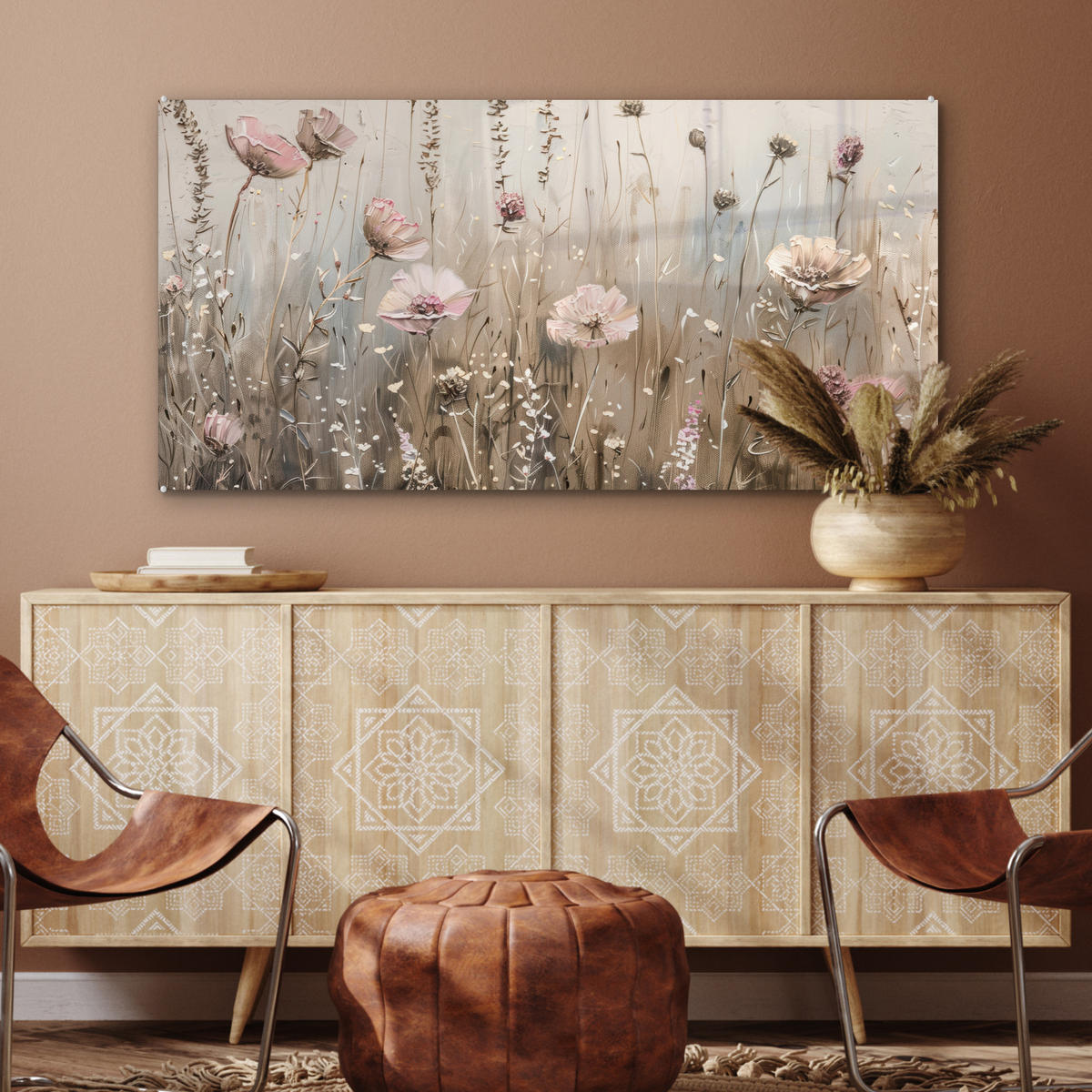 OBRAZ NA AKRYLOVOM SKLE Kvety - Ružová - Moderné - Béžová 120x60 cm - béžová, sklo (120/60cm) - MuchoWow