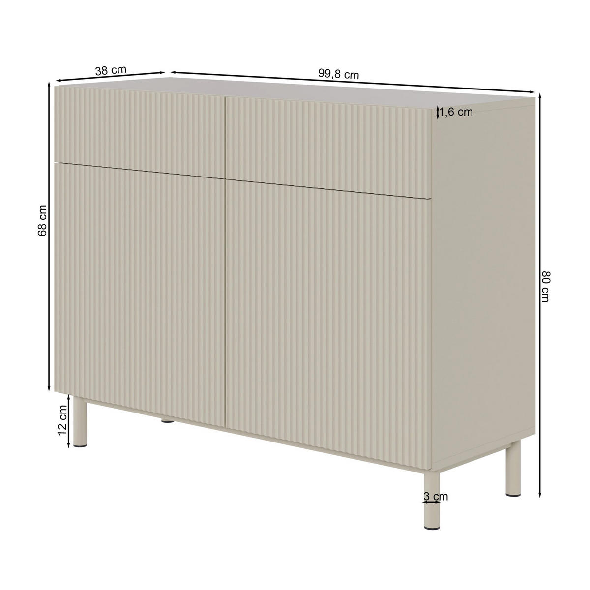 SIDEBOARD Veldio New Schwarz 100 cm - Schwarz, Holzwerkstoff/Metall (99.8/80/38cm) - Selsey