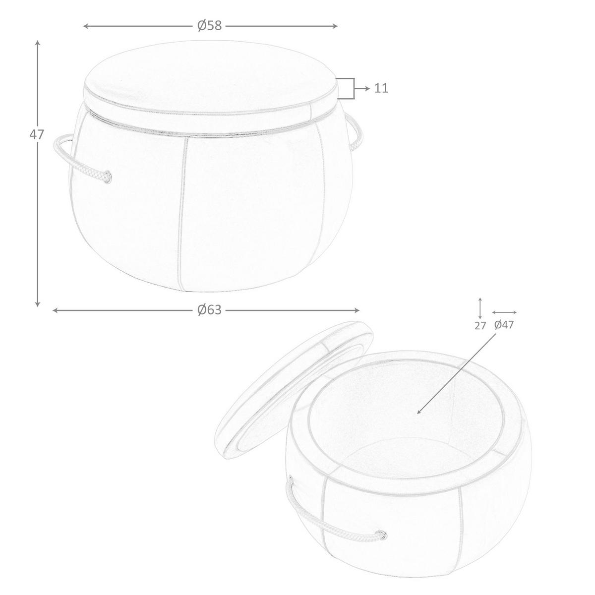 POUF Kamel leder pouffe Ø63/47 cm - Braun, Leder (63/47/63cm) - ANGEL CERDA