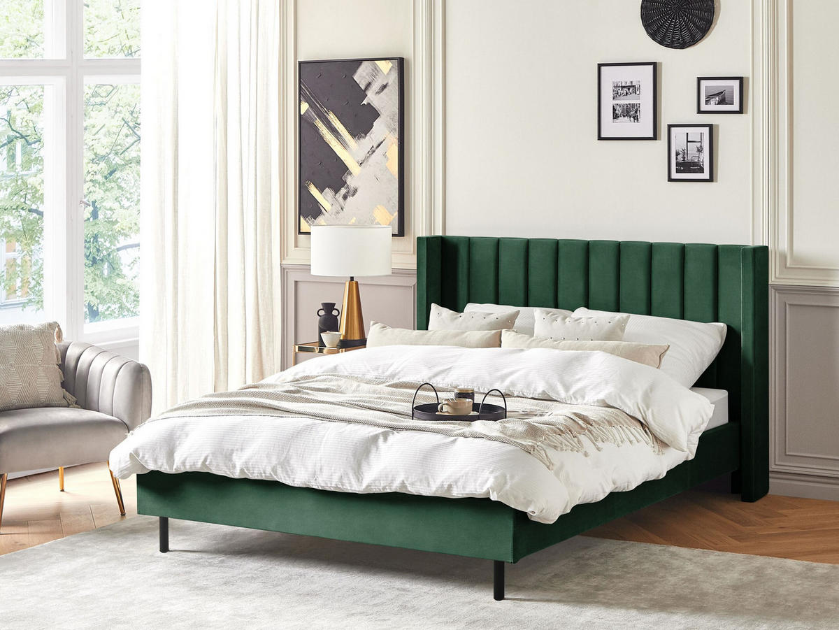 BETT mit Lattenrost 160x200 cm Grün Villette - Grün, Textil (160/200cm) - Beliani