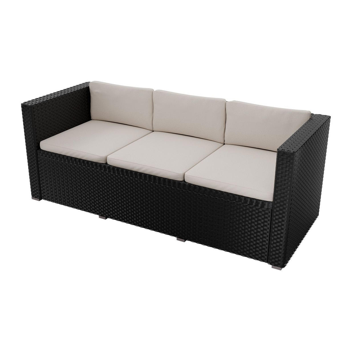 LOUNGEGARNITUR Punta Cana inkl. Abdeckung 3-tlg. - Creme, Kunststoff - Juskys