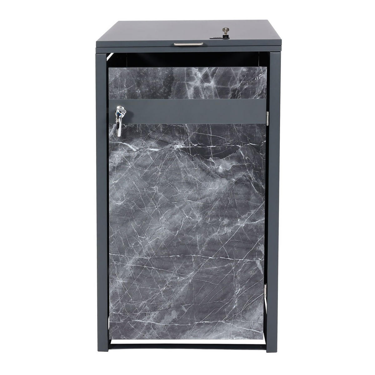 MÜLLTONNENBOX 1er 117x68x80cm Anthrazit Marmor-Optik dunkel - Creme, Metall (68/117/80cm) - PROREGAL