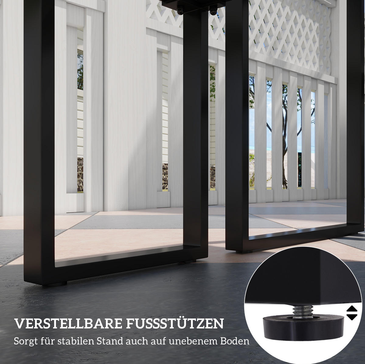 GARTENSET aus Metall 110x55x70 cm Schwarz 3-teilig mit Tisch und 2 Bänken, wetterbeständig - Schwarz, Metall - Modfu