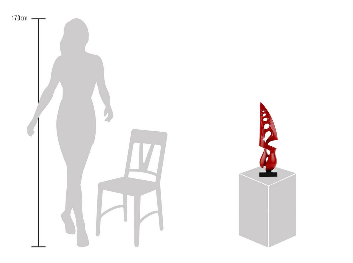SKULPTUR Rot 15/56 cm - Rot, Stein (3/56/15cm) - KUNSTLOFT